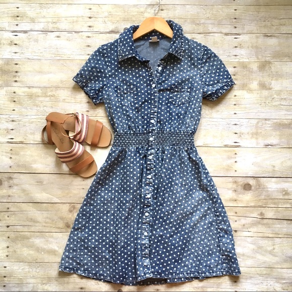 polka dot denim dress